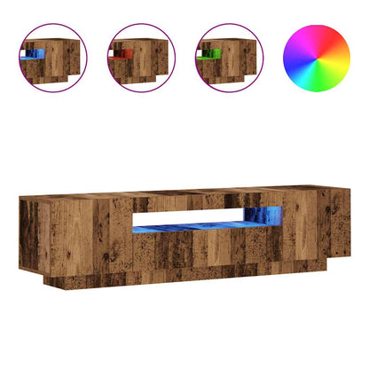 TV-Møbel Gammelt Tre TV-benk med LED-lys 160x35x40 cm