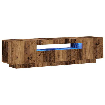 TV-Møbel Gammelt Tre TV-benk med LED-lys 160x35x40 cm