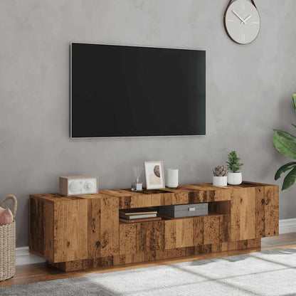 TV-Møbel Gammelt Tre TV-benk med LED-lys 160x35x40 cm
