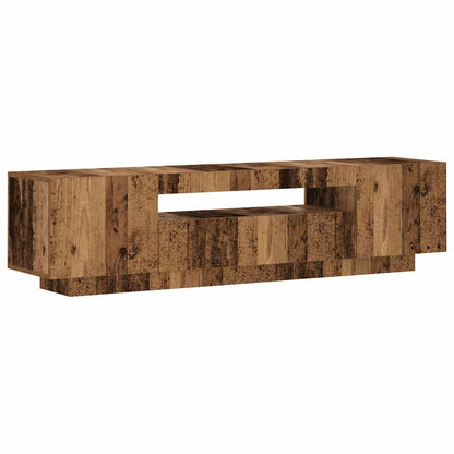 TV-Møbel Gammelt Tre TV-benk med LED-lys 160x35x40 cm