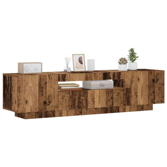 TV-Møbel Gammelt Tre Tv-benk med LED-lys 160x35x40 cm