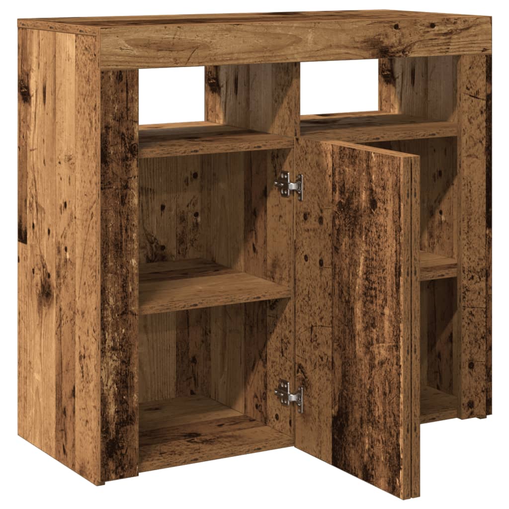 Skjenk Gammelt Tre med LED-lys 80x35x75 cm