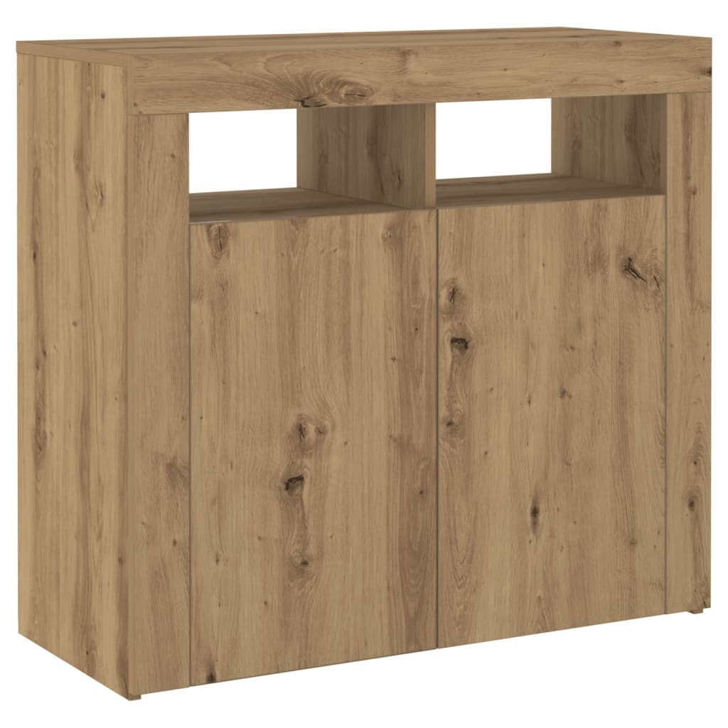 Skjenk Artisan Eik med LED-lys 80x35x75 cm