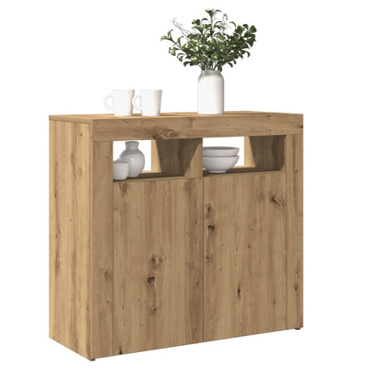 Skjenk Artisan Eik med LED-lys 80x35x75 cm