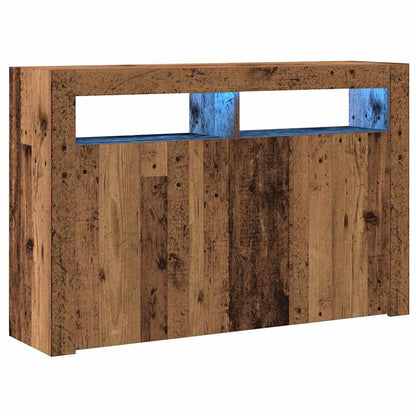 Skjenk Gammelt Tre med LED-lys 115,5x30x75 cm