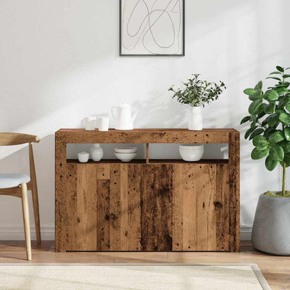Skjenk Gammelt Tre med LED-lys 115,5x30x75 cm