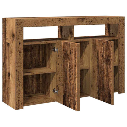 Skjenk Gammelt Tre med LED-lys 115,5x30x75 cm