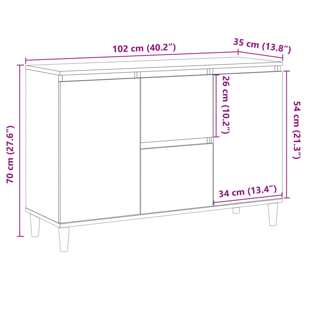 Skjenk Artisan Eik 102x35x70 cm