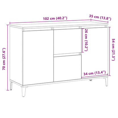 Skjenk Gammelt Tre 102x35x70 cm