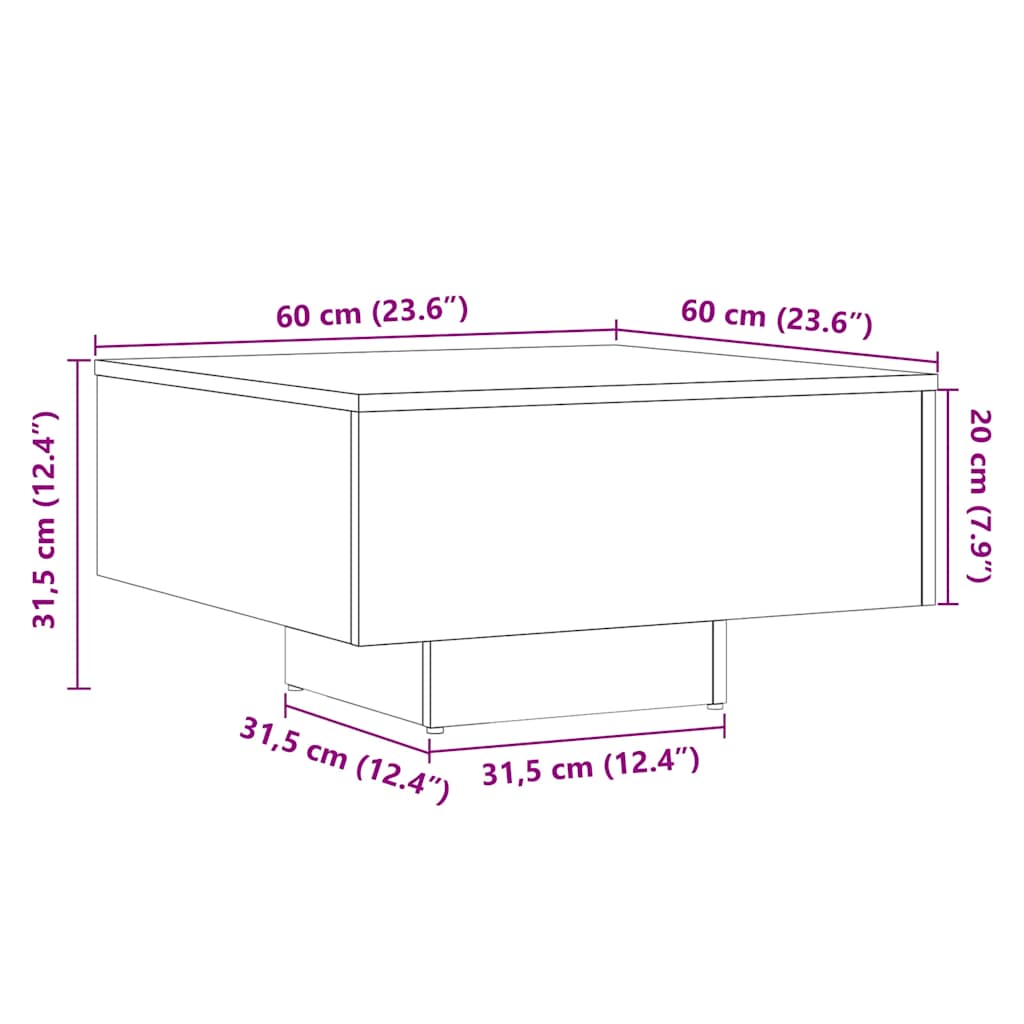 Salongbord Sofabord Artisan Eik 60x60x31,5 cm
