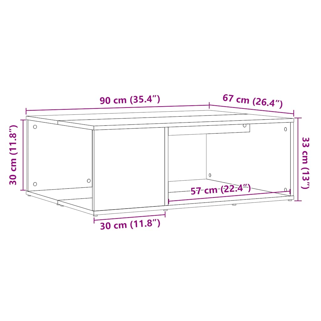 Salongbord Sofabord Artisan Eik 90x67x33 cm