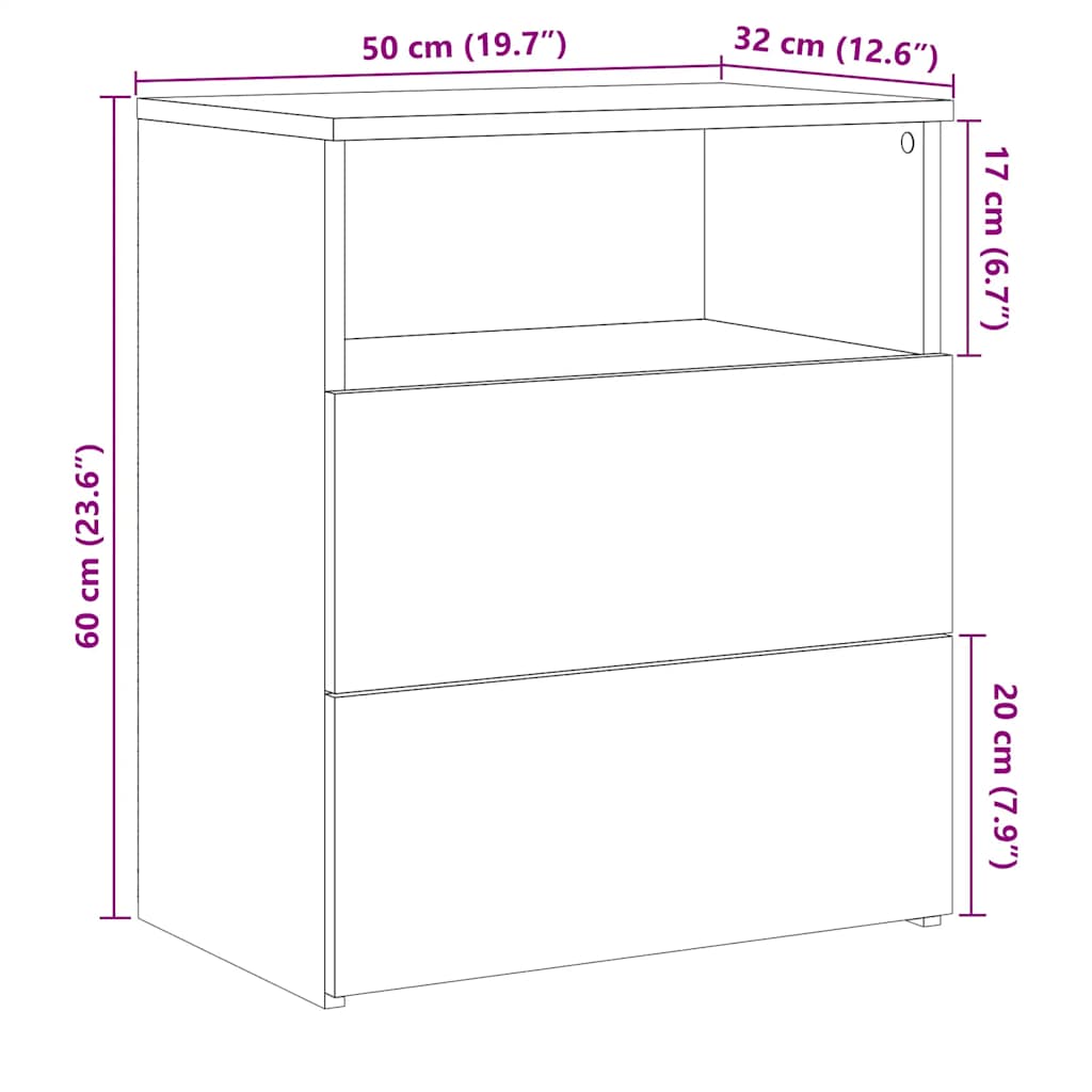 Nattbord Sengbord Artisan Eik 50x32x60 cm