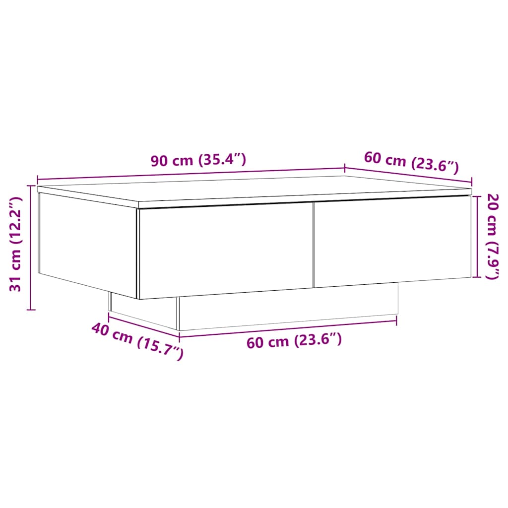 Salongbord Sofabord Artisan Eik 90x60x31 cm