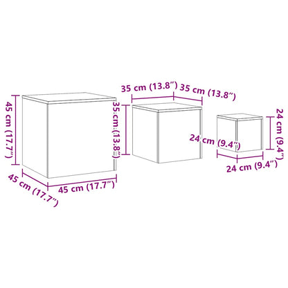Sidebord Gammelt Tre 3 stk