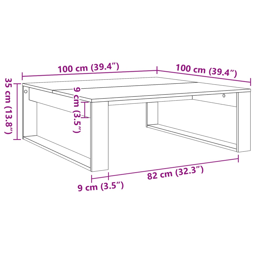 Salongbord Sofabord Artisan Eik 100x100x35 cm