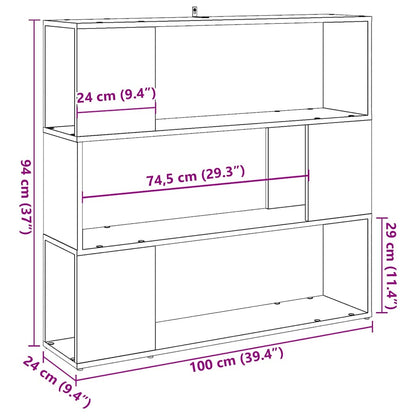 Bokhylle Gammelt Tre Romdeler 100x24x94 cm