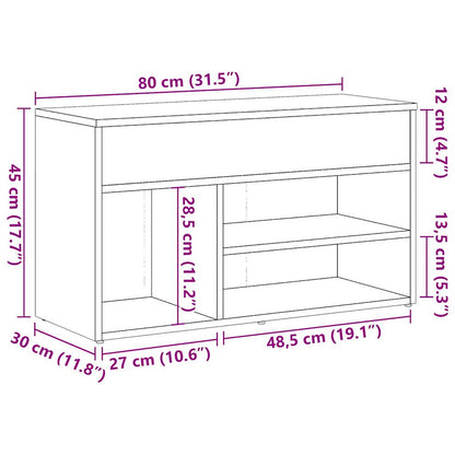 Skohylle artisan eik 80x30x45 cm konstruert tre