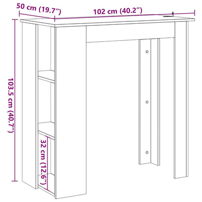 Barbord med hylle artisan eik 102x50x103,5 cm konstruert tre