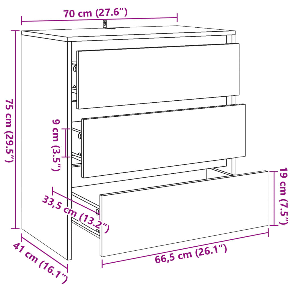 Skjenk Gammelt Tre 70x41x75 cm
