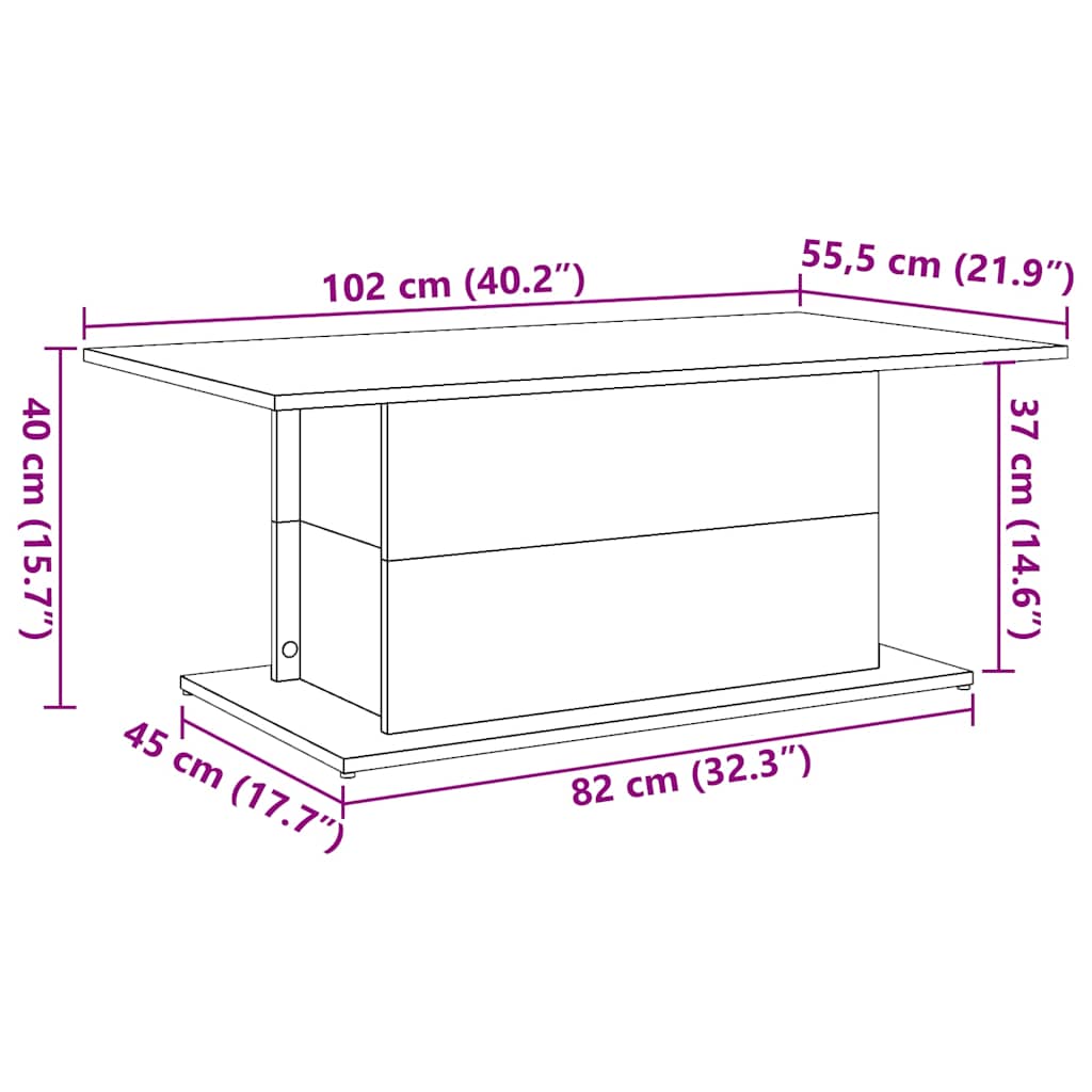Salongbord Sofabord Artisan Eik 102x55,5x40 cm