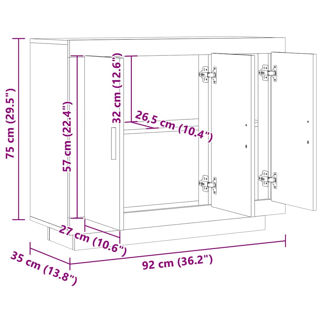 Skjenk Gammelt Tre 92x35x75 cm