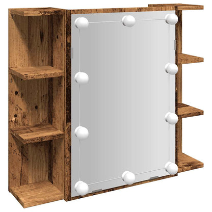 Baderomsspeil Skap med LED Gammelt Tre 70x16,5x60 cm