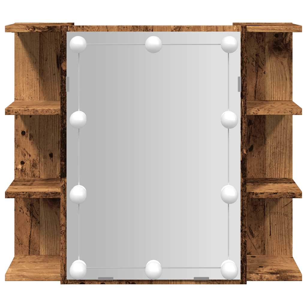Baderomsspeil Skap med LED Gammelt Tre 70x16,5x60 cm