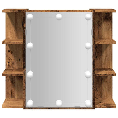 Baderomsspeil Skap med LED Gammelt Tre 70x16,5x60 cm
