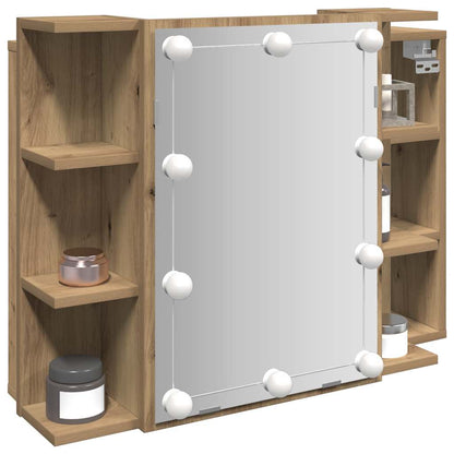 Baderomsspeil Skap med LED Artisan Eik 70x16,5x60 cm