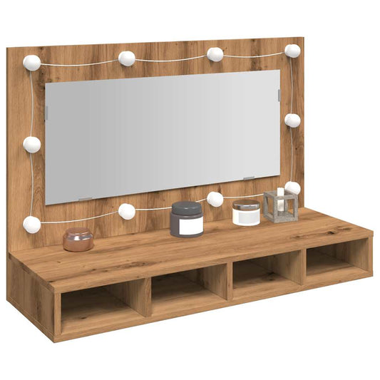 Baderomsspeil Speilskap med LED Artisan Eik 90x31,5x62 cm