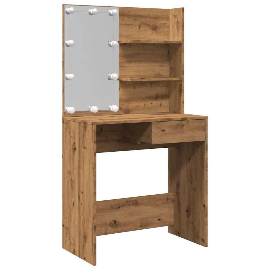 Sminkebord Artisan Eik LED 74,5x40x141 cm