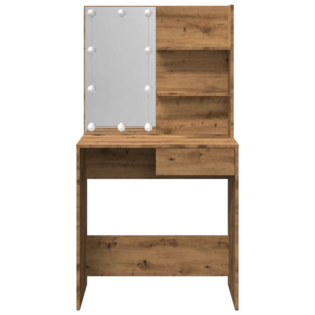 Sminkebord Artisan Eik LED 74,5x40x141 cm
