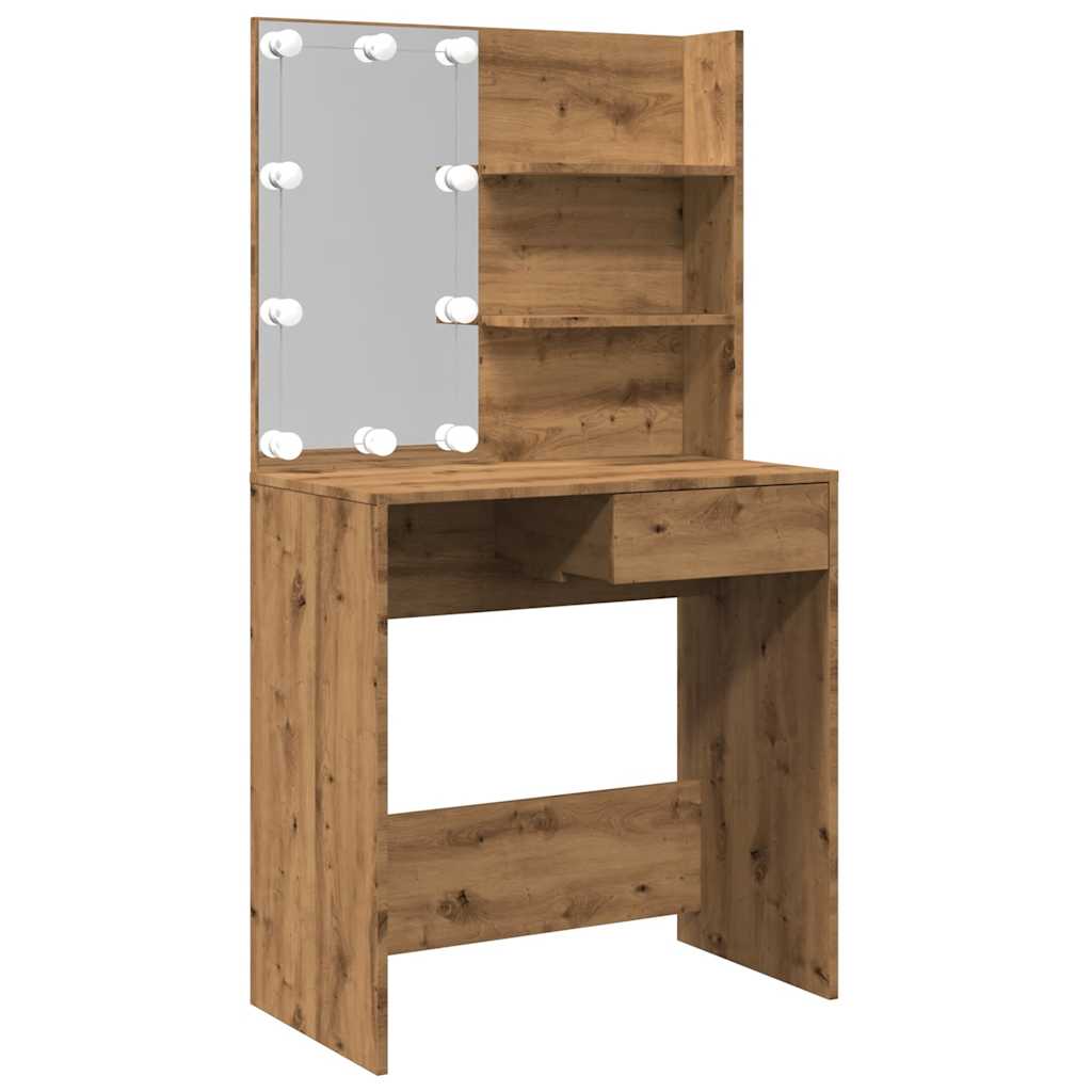 Sminkebord Artisan Eik LED 74,5x40x141 cm