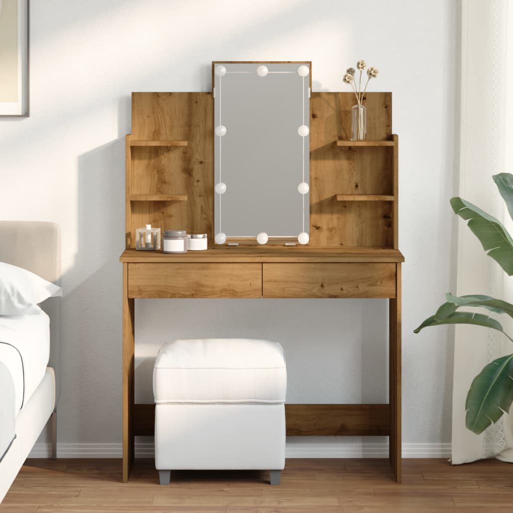 Sminkebord Artisan Eik LED 96x40x142 cm