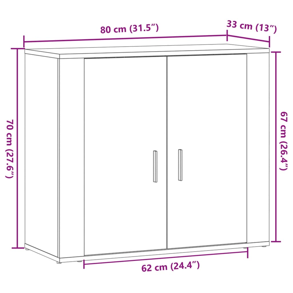 Skjenk Gammelt Tre 80x33x70 cm