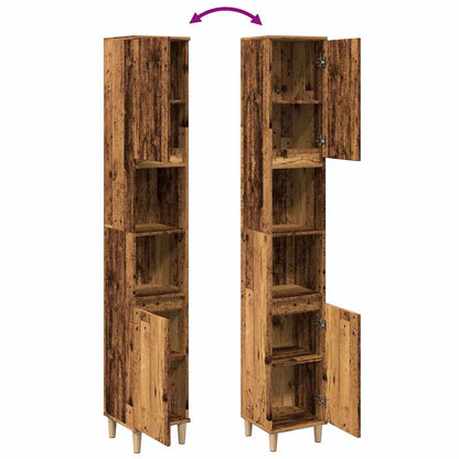 Baderomsskap Gammelt Tre 30x30x190 cm