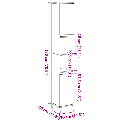 Baderomsskap Gammelt Tre 30x30x190 cm