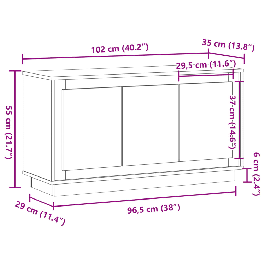 Skjenk Artisan Eik 102x35x55 cm