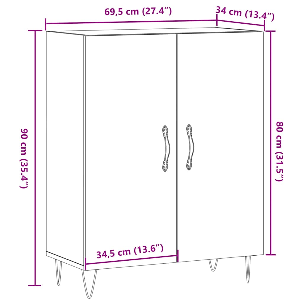 Skjenk Gammelt Tre 69,5x34x90 cm