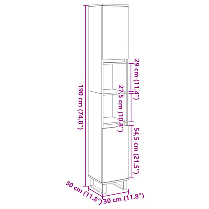 Baderomsskap Gammelt Tre 30x30x190 cm
