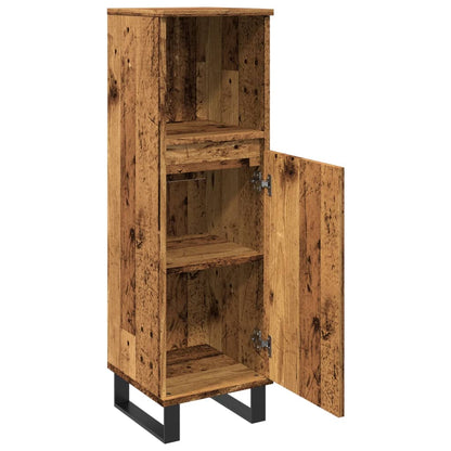 Baderomsskap Gammelt Tre 30x30x100 cm