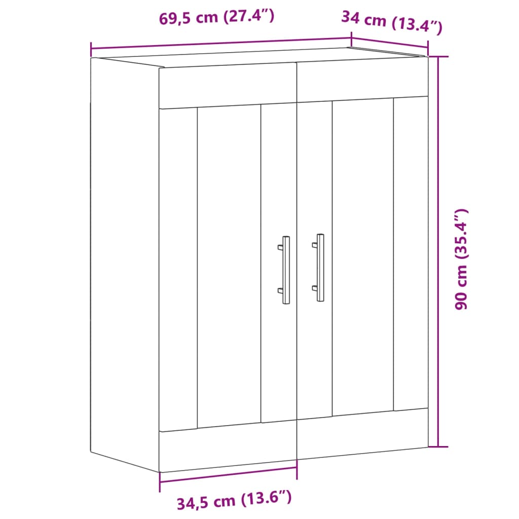 Skjenk Gammelt Tre 69,5x34x90 cm