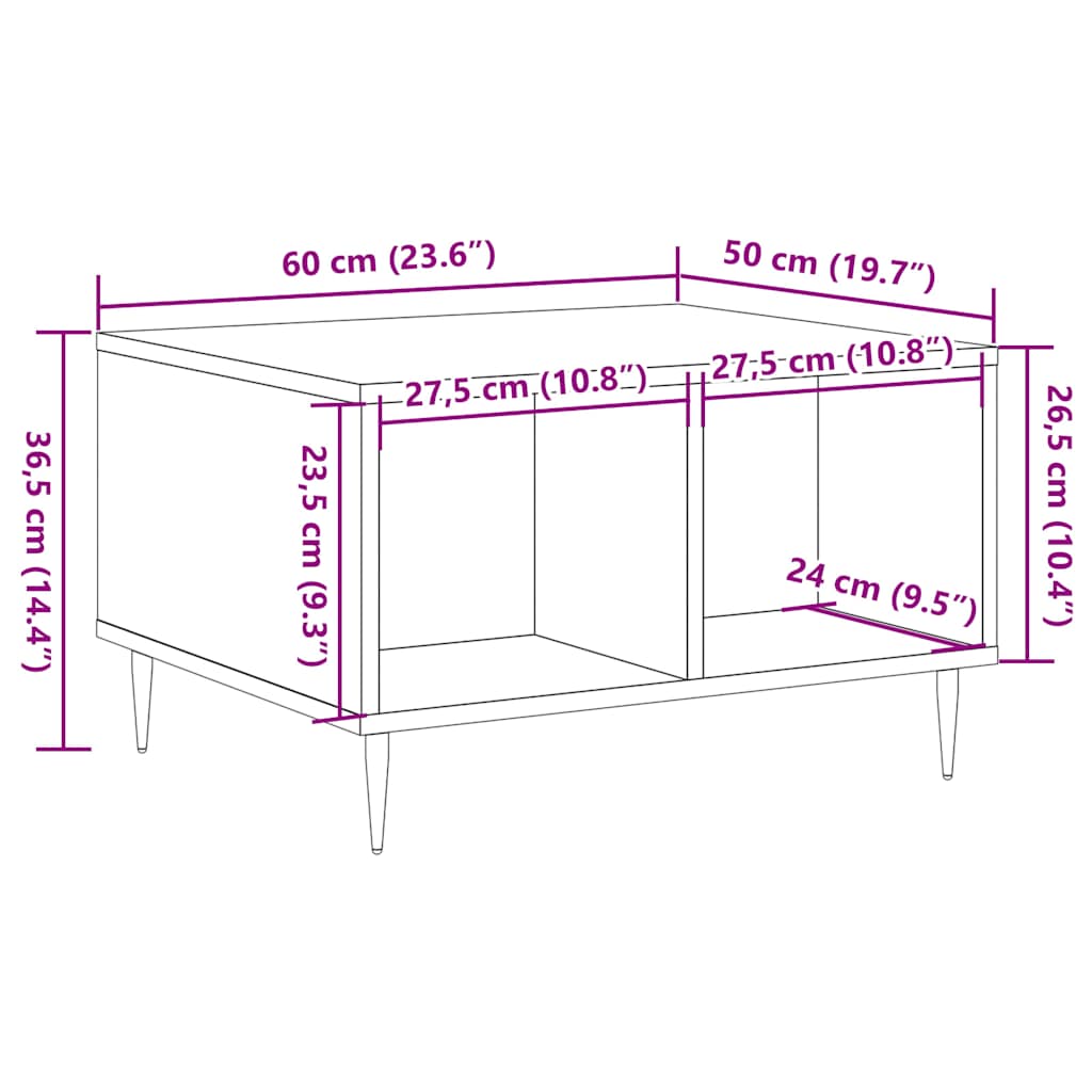 Salongbord Sofabord Gammelt Tre 60x50x36,5 cm