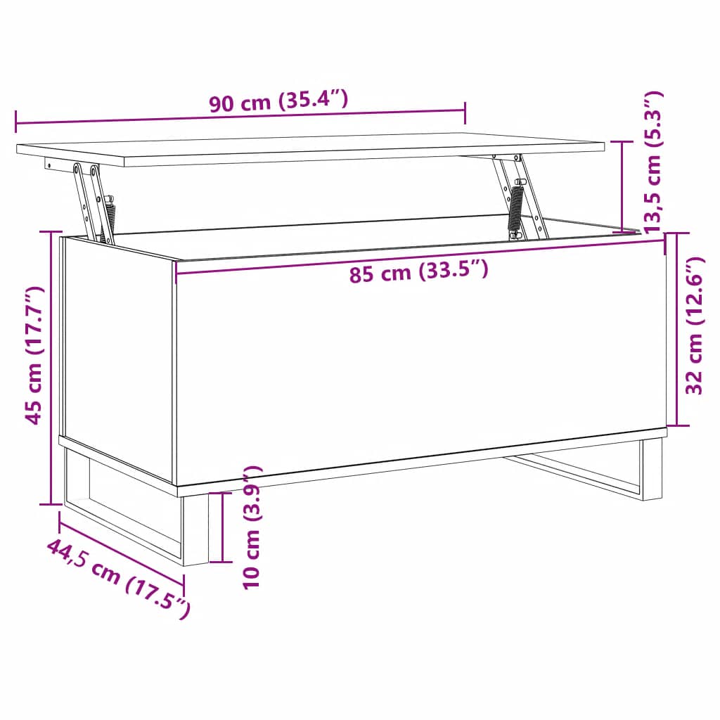 Salongbord Sofabord Gammelt Tre 90x44,5x45 cm