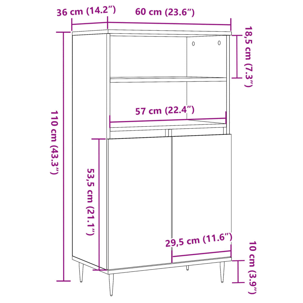 Skap Gammelt Tre 60x36x110 cm