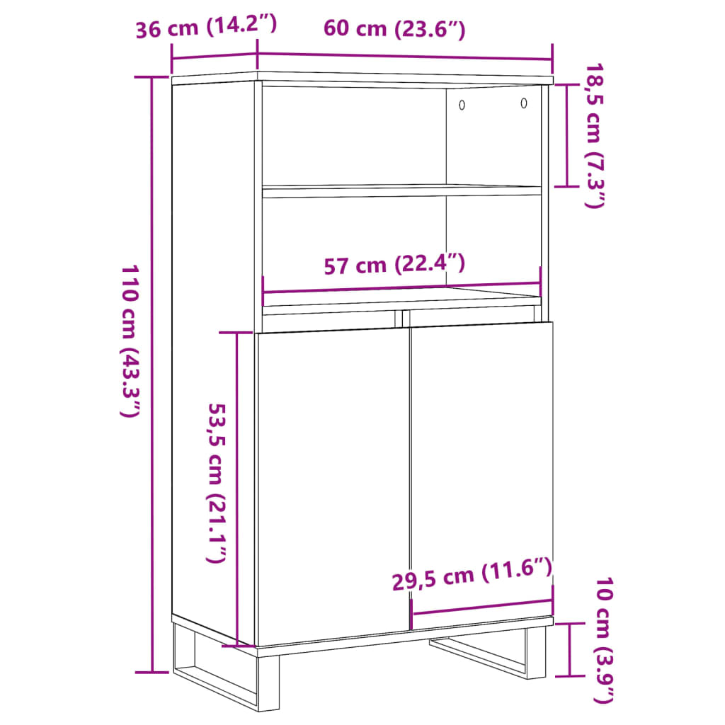 Skap Gammelt Tre 60x36x110 cm