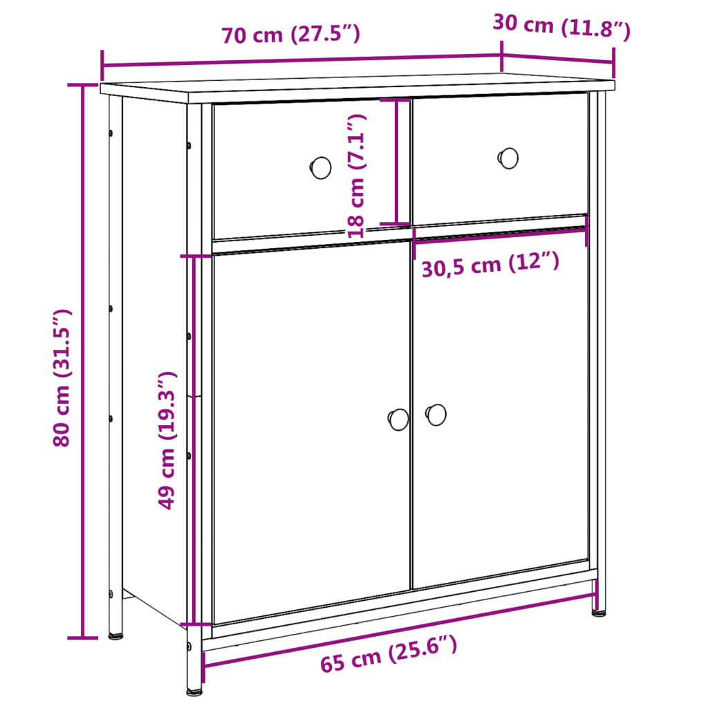 Skjenk Gammelt Tre 70x30x80 cm