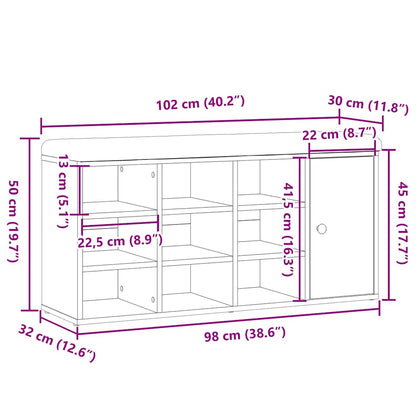 Sittebenk Skohylle Artisan Eik 102x32x50 cm