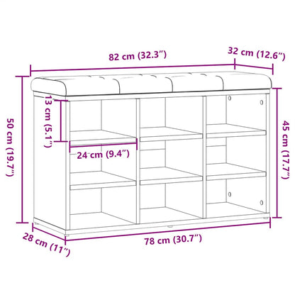 Skoskap Skohylle Skobenk Gammelt Tre 82x32x50 cm