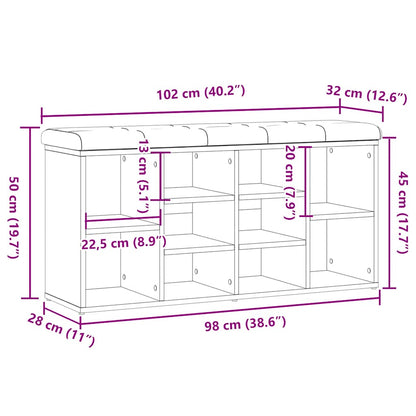 Skoskap Skohylle Skobenk Gammelt Tre 102x32x50 cm